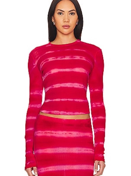 Nwot Cotton Citizen The Rio Fuchsia Pink Tie Dye Striped Long-Sleeve Top Medium